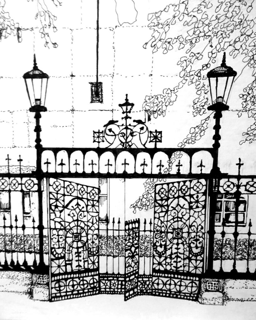 Osgoode Hall Victorian Wroght Iron Cow Gate by Artist Beverly Campbell February 2018